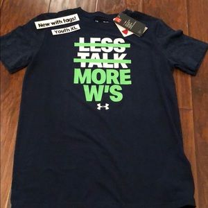 Navy Blue Under Armour tee Less Talk More W’s